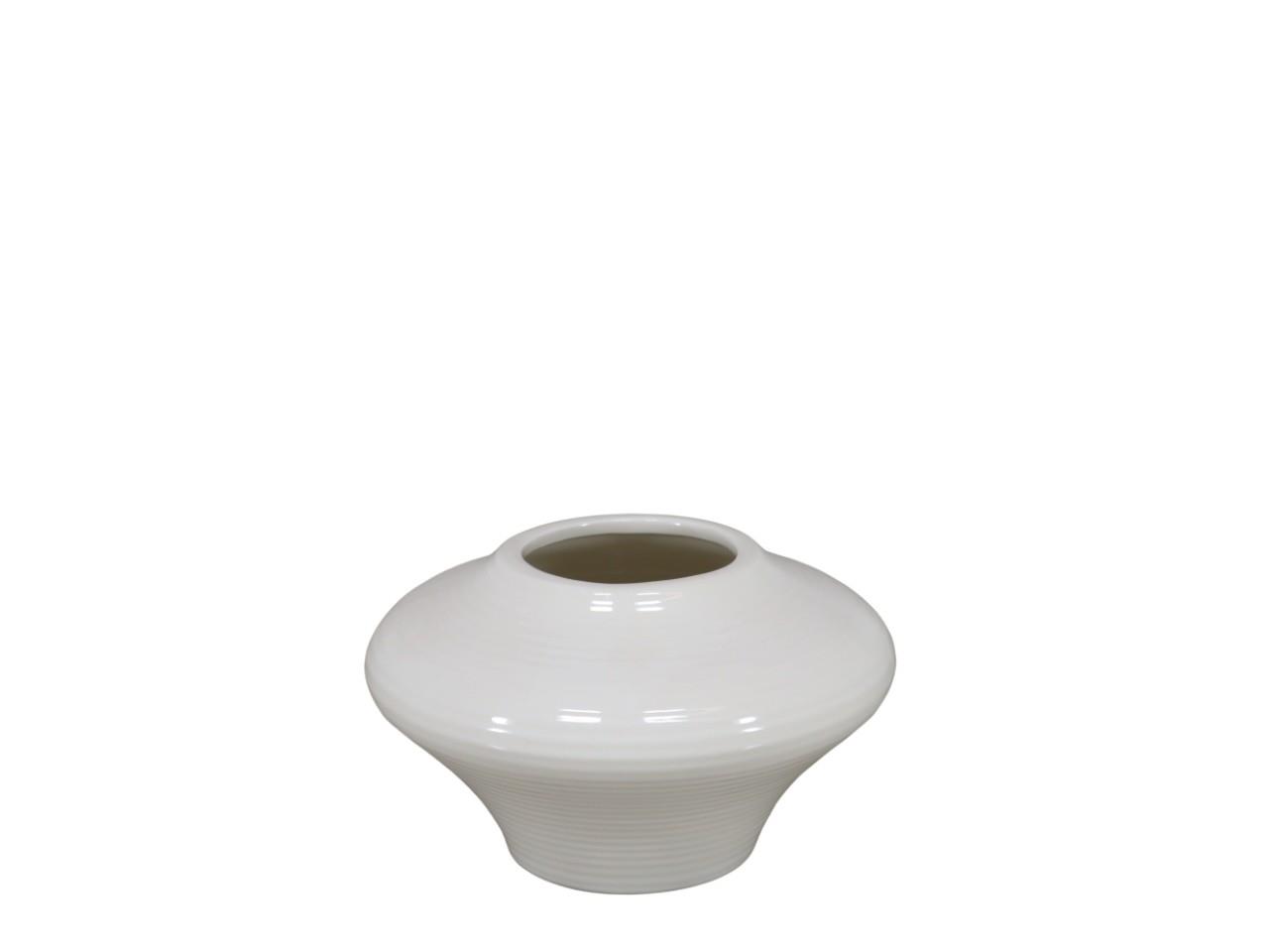 Vase Struktur mit Rillen creme glanz D16x9,5cm
