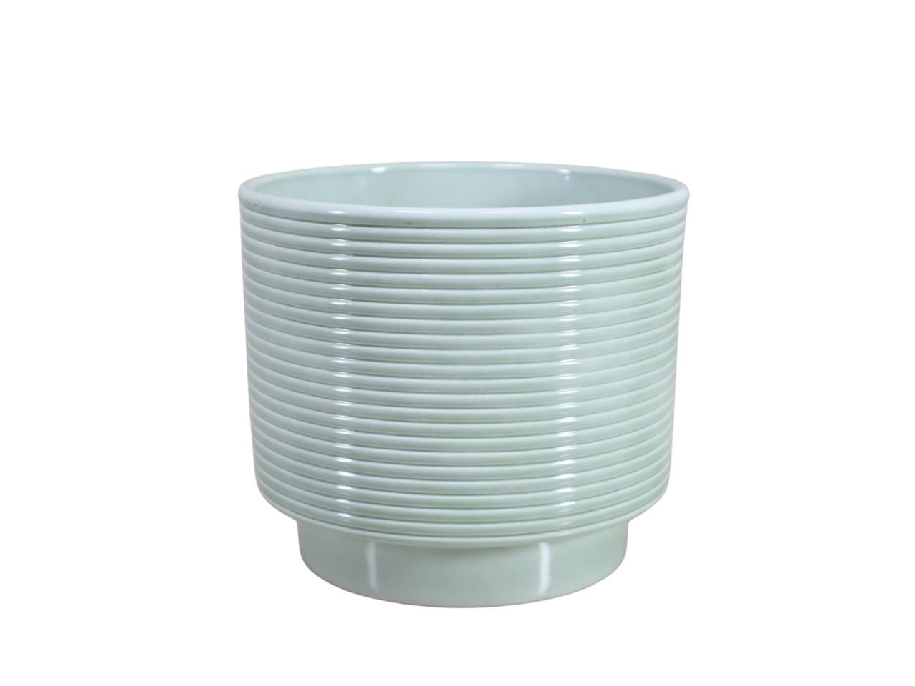 Cylindroübertopf m. Fuß Rings Keramik salbeigr.-lasur 16,5cm