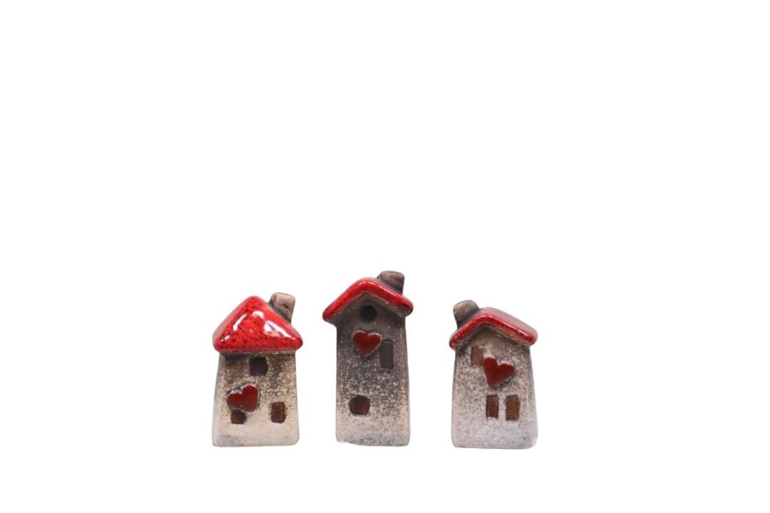 Haus Keramik rot H6,1cm