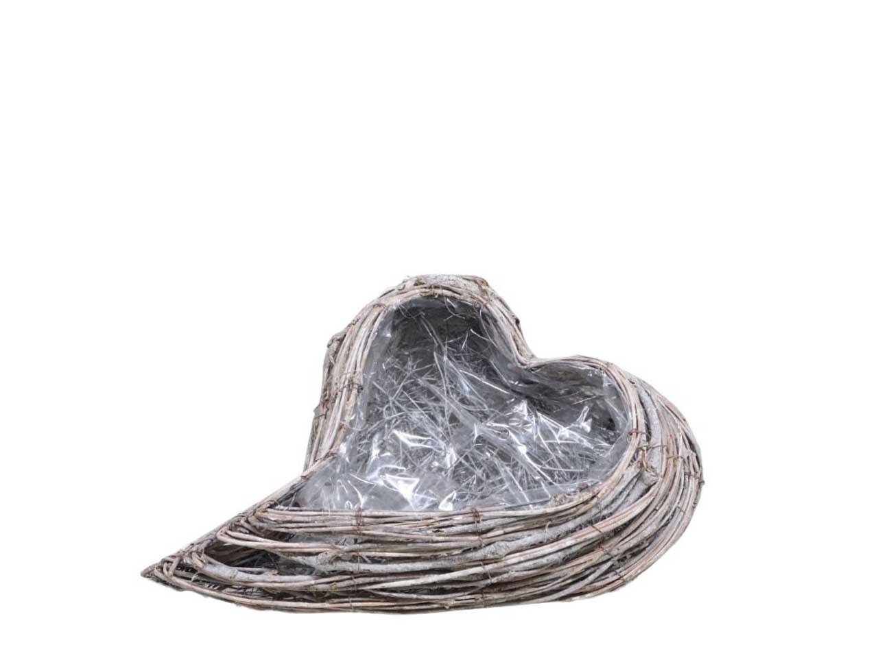 Pflanzherz geschwungen Rattan gekalkt L18cm