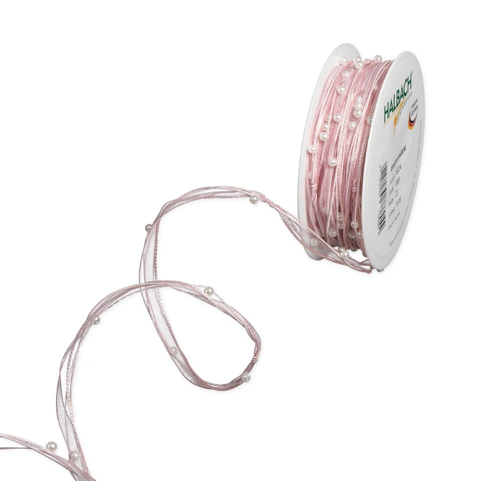 Organza Perlen Kordel 5 mm 15 Meter pale rosa 23
