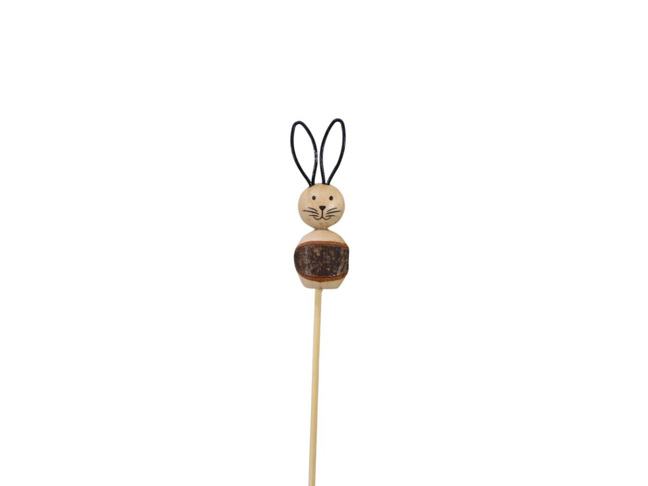 Stecker Hase Holz natur m. Metallohren H8cm + Pin