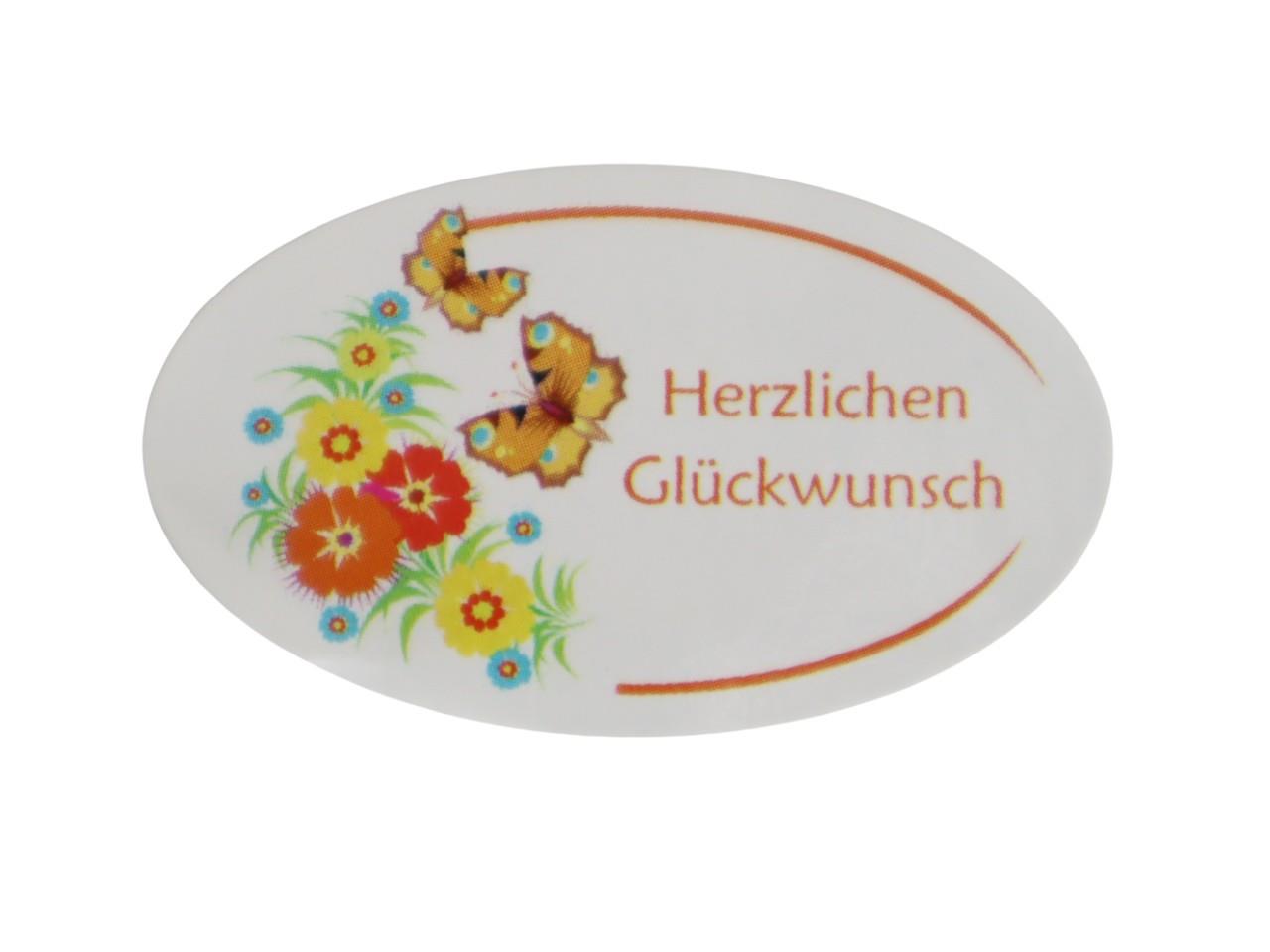 Etikett oval Herzl. Glückwunsch 50x30 mm 250 Stück