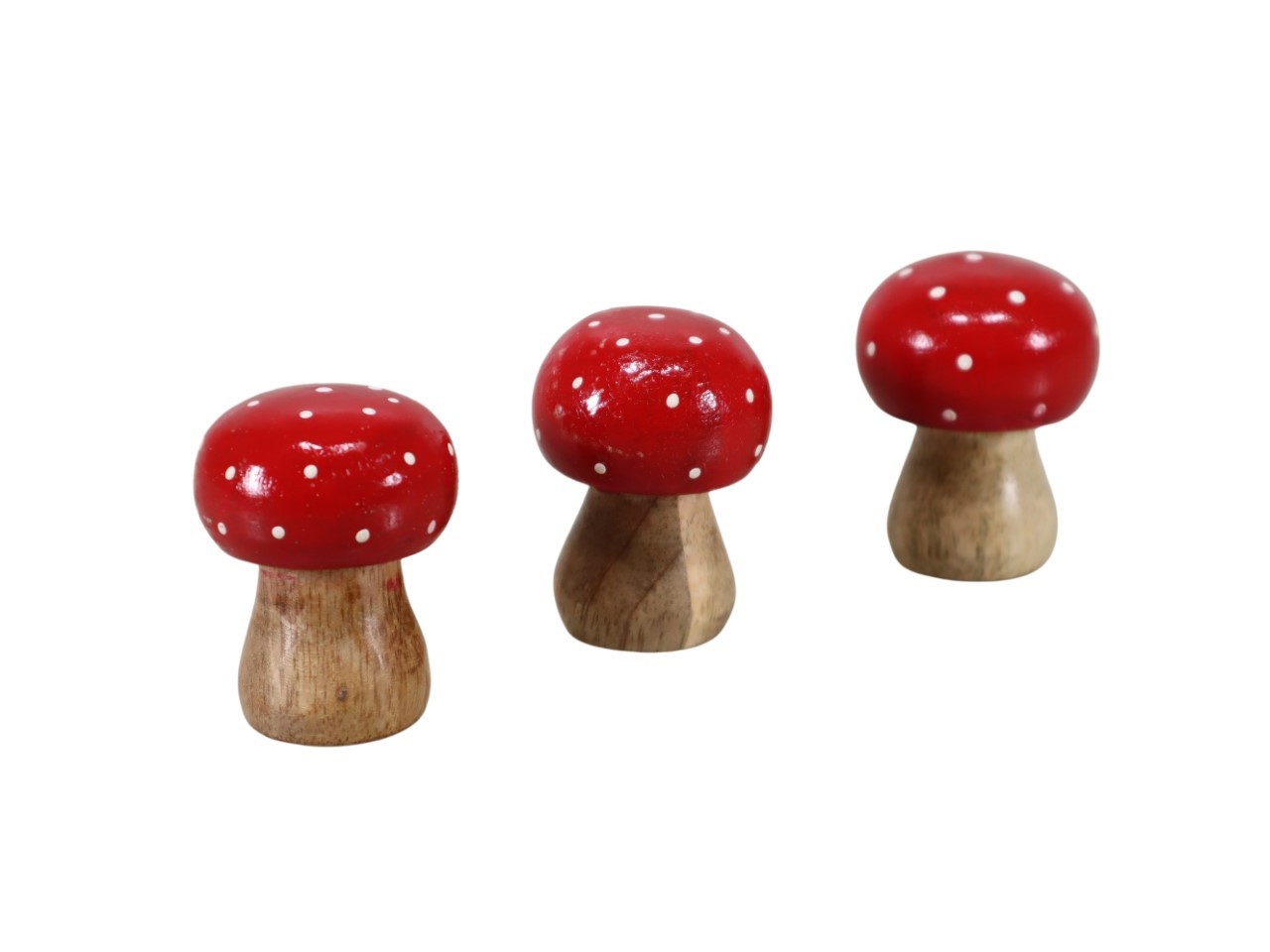 Pilz stehend Mangoholz rot-weiß/natur D4xH5cm