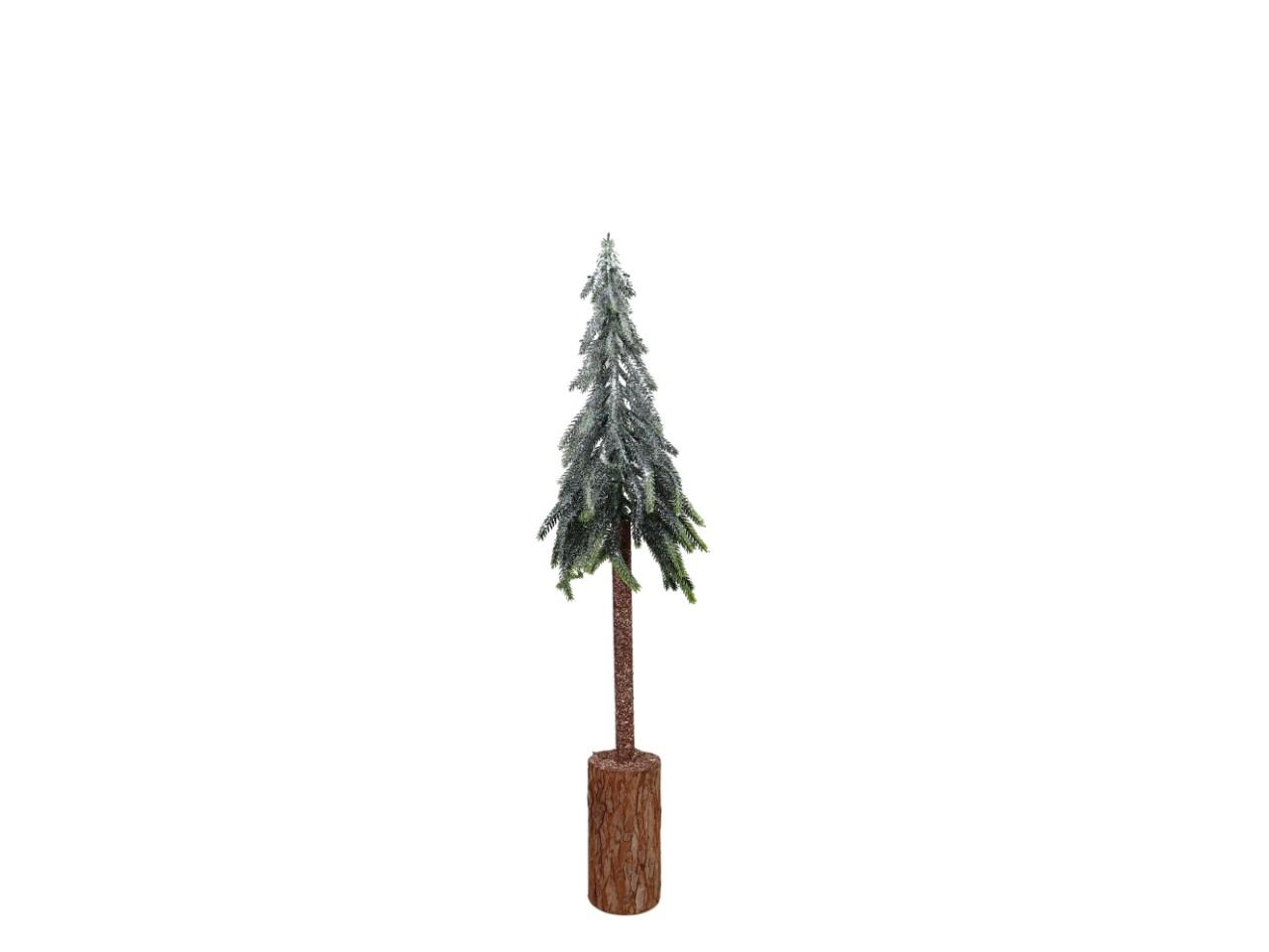 Tannenbaum mit Holzfuß geeist Holz/Kunststoff grün H60cm