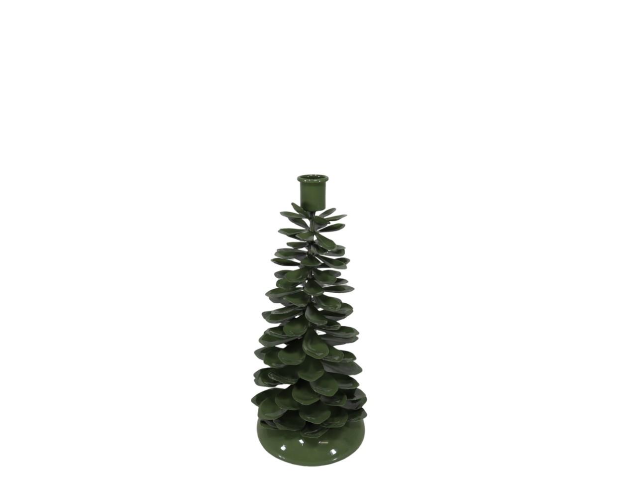 Stabkerzenhalter Tannenbaum Metall grün H29cm