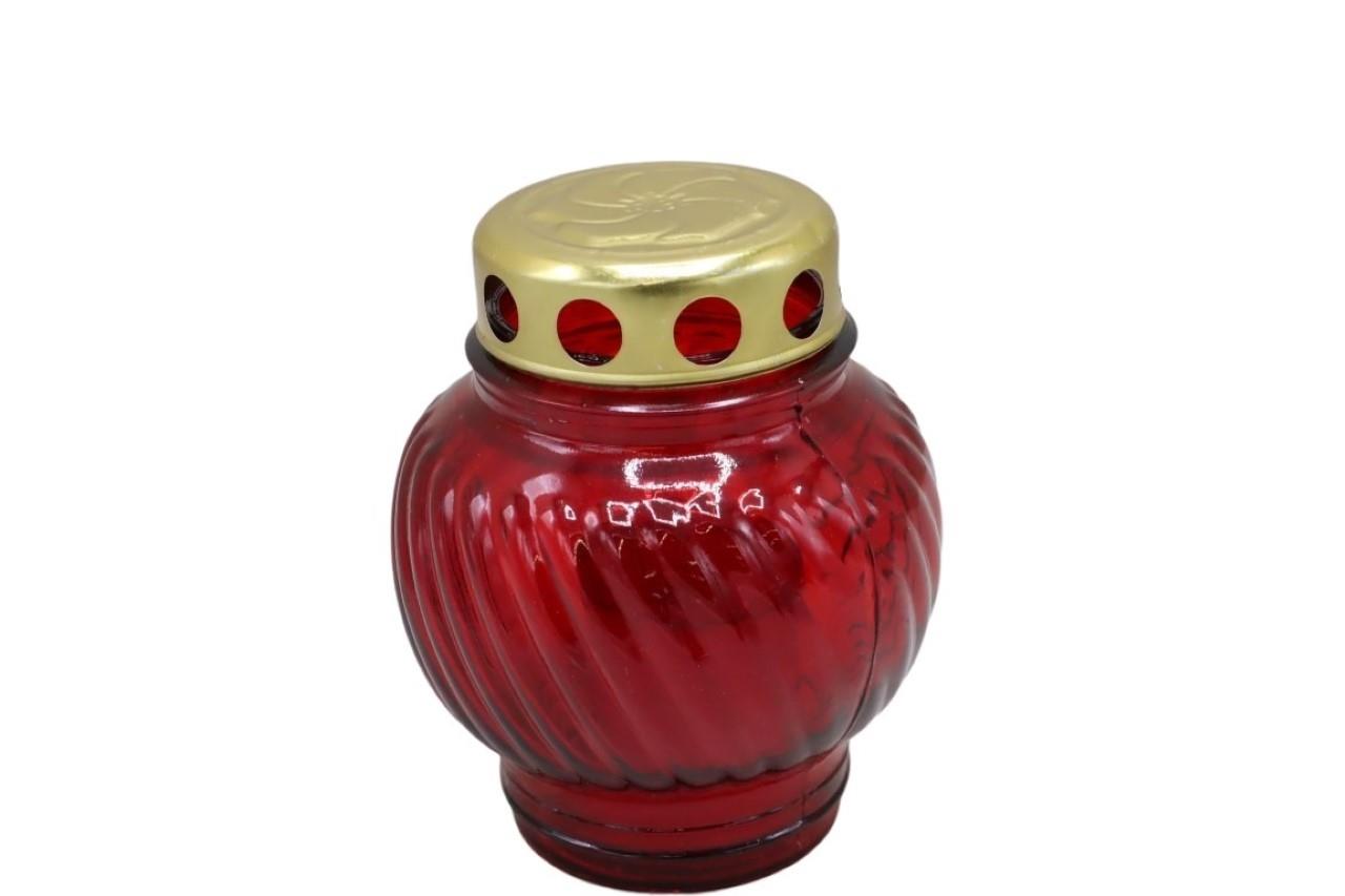Glasgrablicht m. Metalldeckel gold H10,5cm rot NETTO