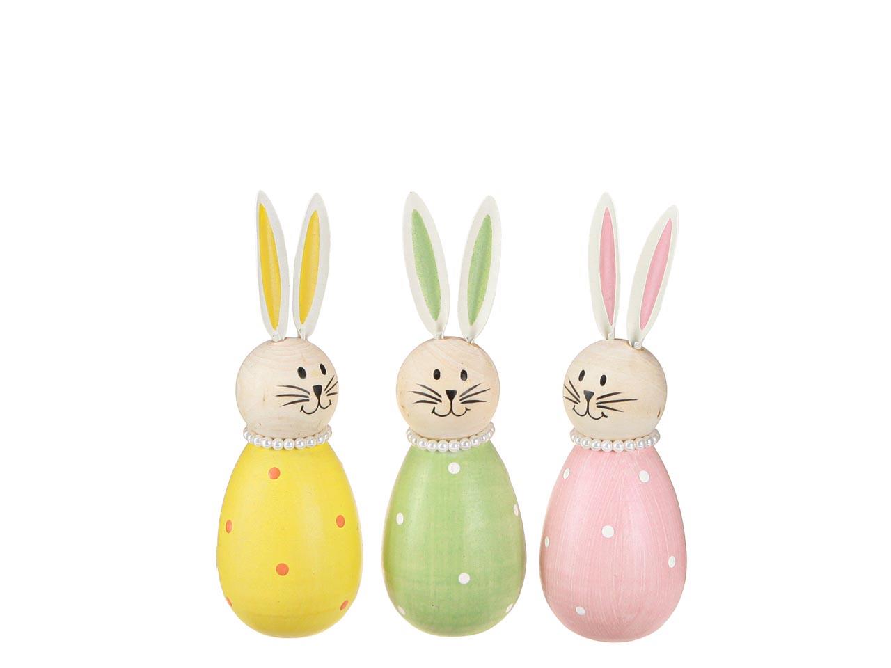 Hasen Ladies Vollholz farbmix m. Metallohren H11,5cm