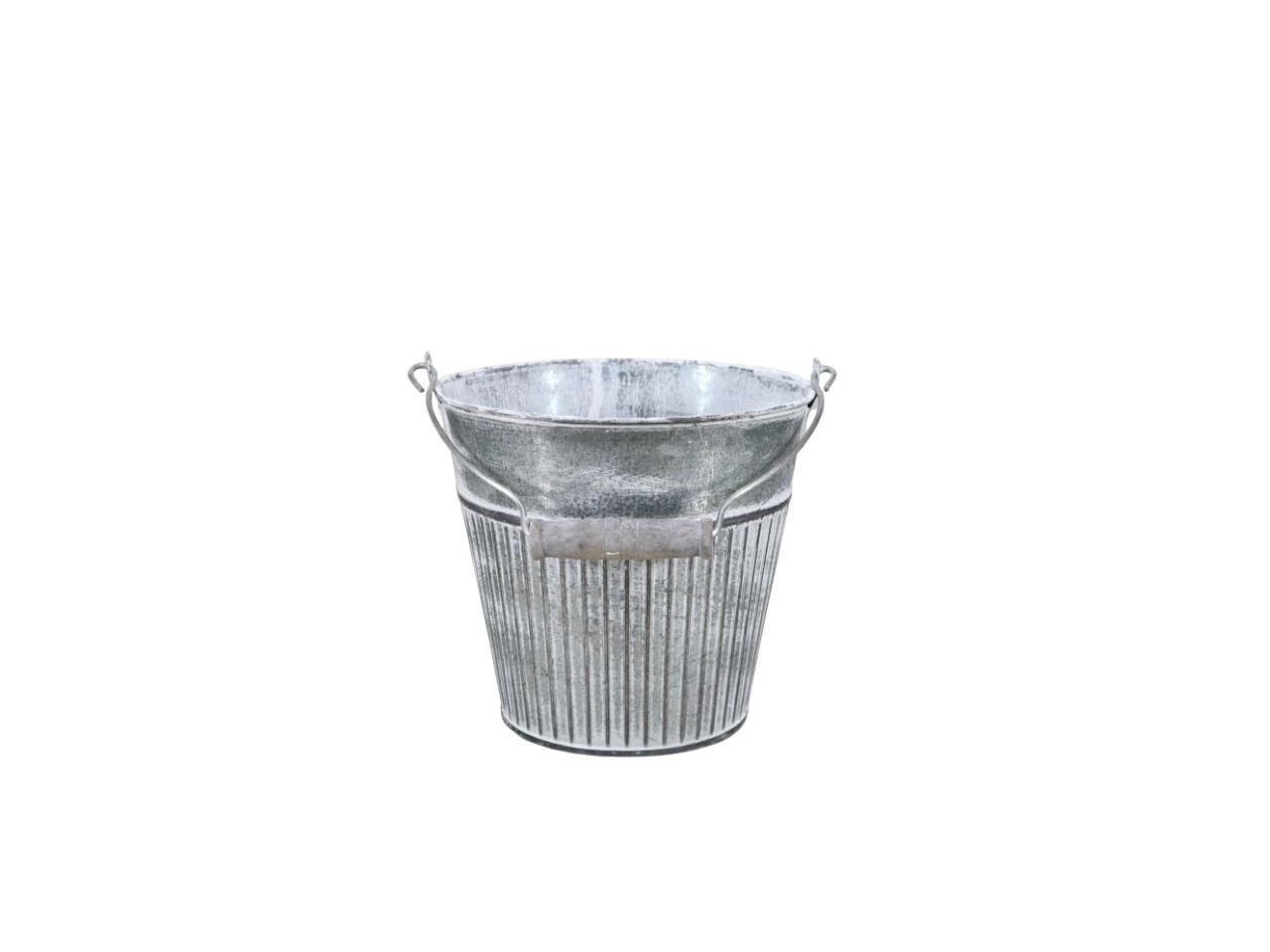 Eimer m. Henkel Zink silber gekalkt D16cm