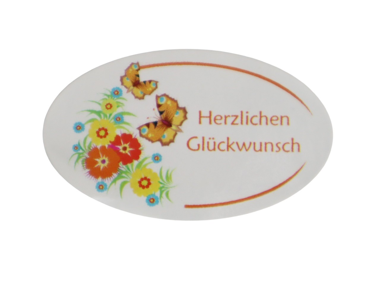 Etikett oval Herzl. Glückwunsch 50x30 mm 250 Stück