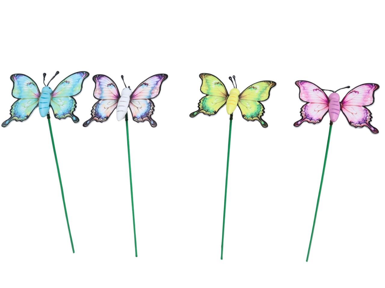 Stecker Schmetterling Holz D8x20cm sort. m. schwarzem Rand