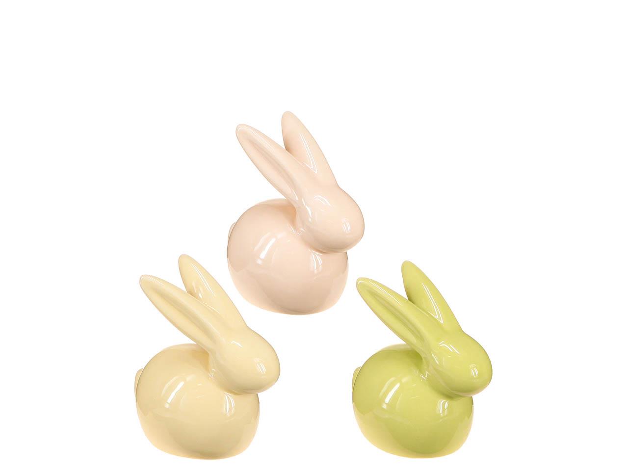 Hase Keramik farbmix apricot/gelb/grün sort. 11,5x12cm