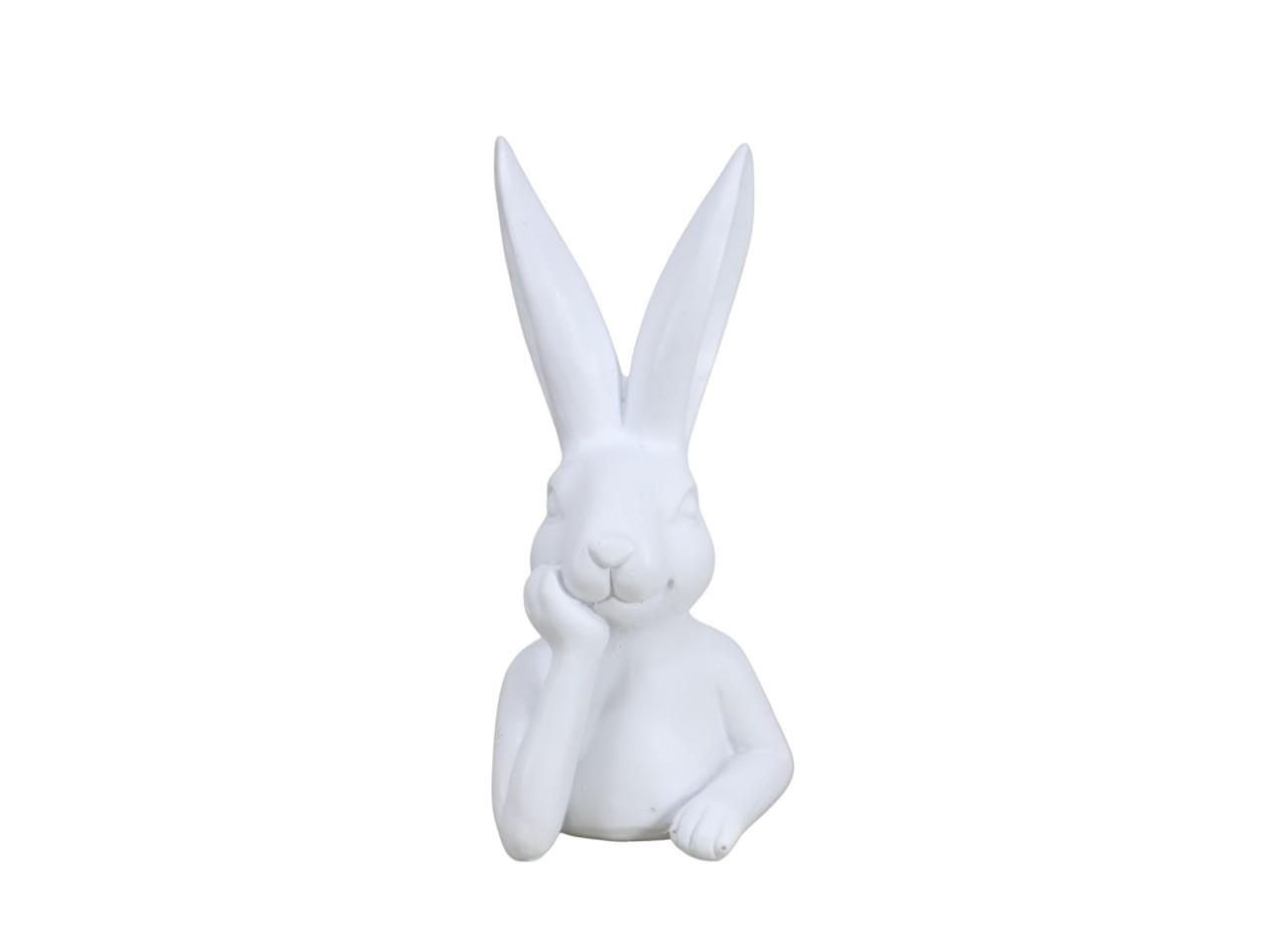 Hase denkend Polyresin weiß D9xH20cm