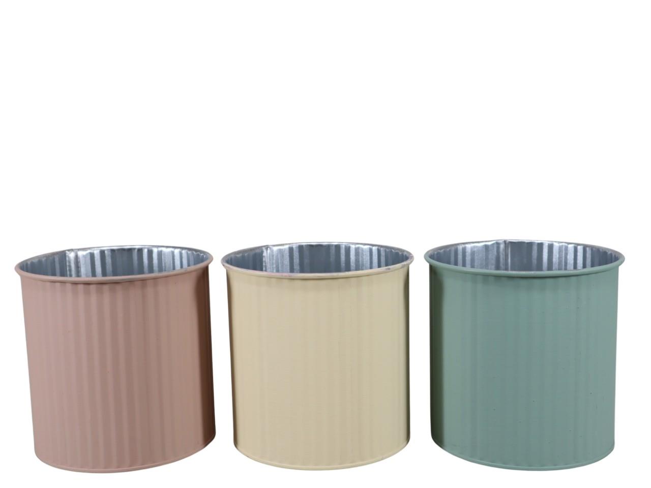 Übertopf m. Streifen Metall pastellmix D12cm