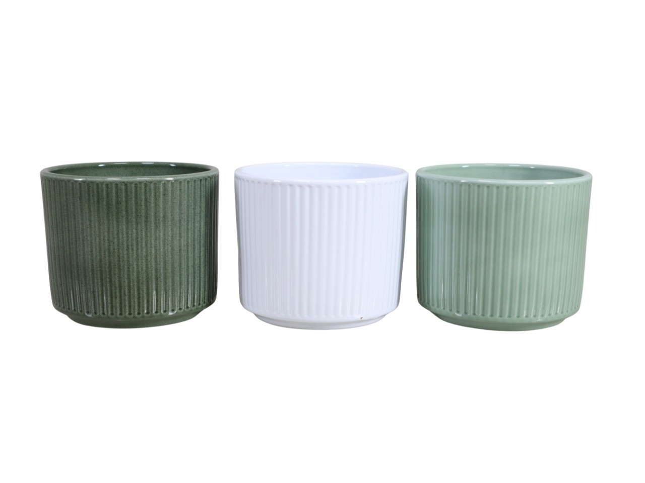 Keramikübertopf Stripes grün mix D14cm