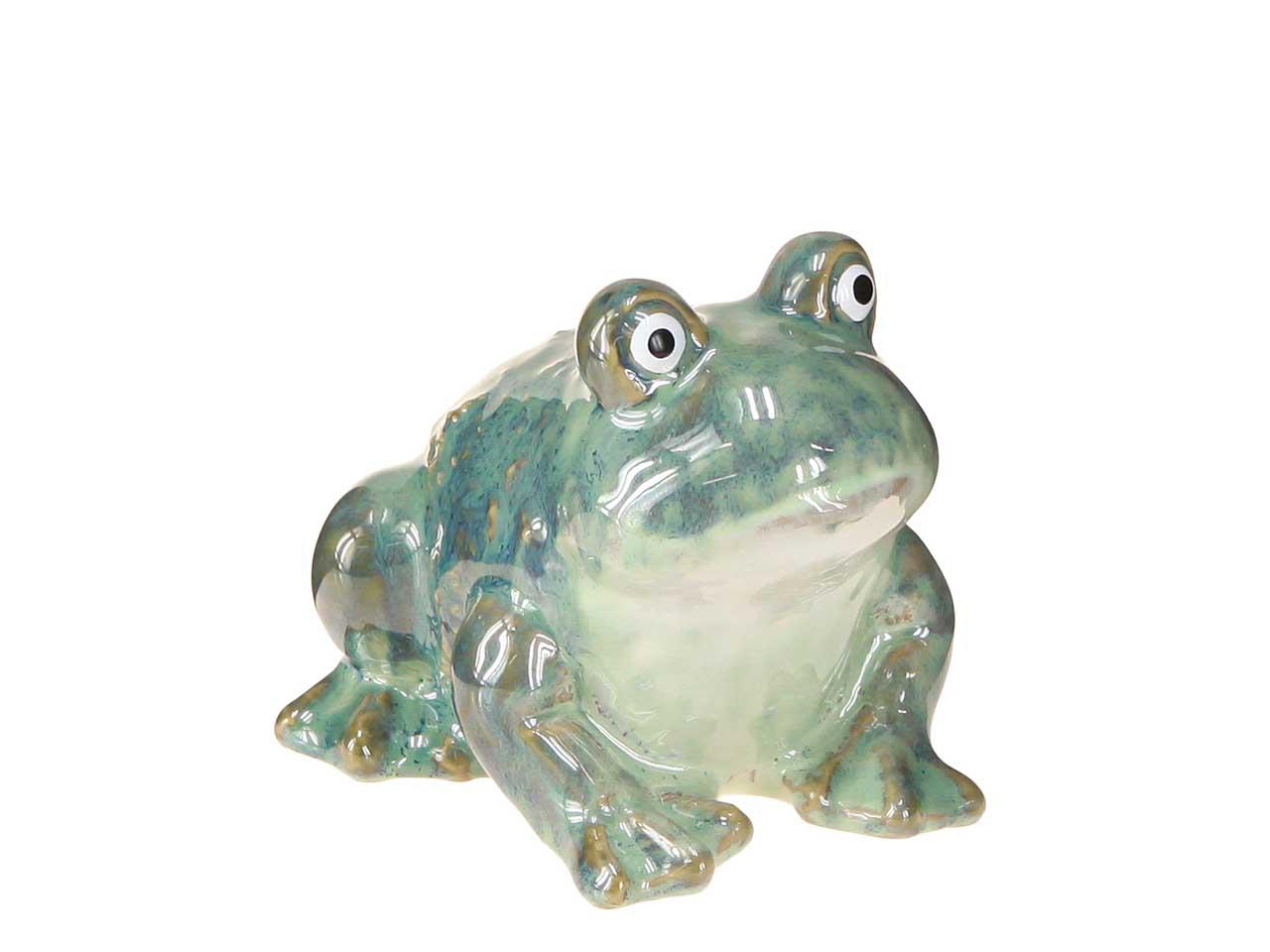 Frosch Keramik grün-weiß glasiert D11,6x10cm