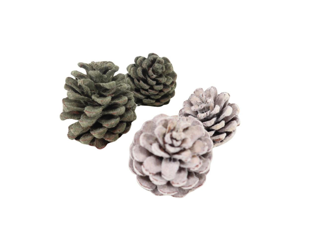 Zapfen Blue Pinie beflockt sortiert olivgrün / weiß
