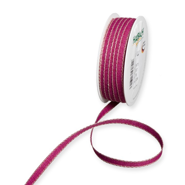 Leinenband m. Kante 7 mm 30 Meter purple/linen 56