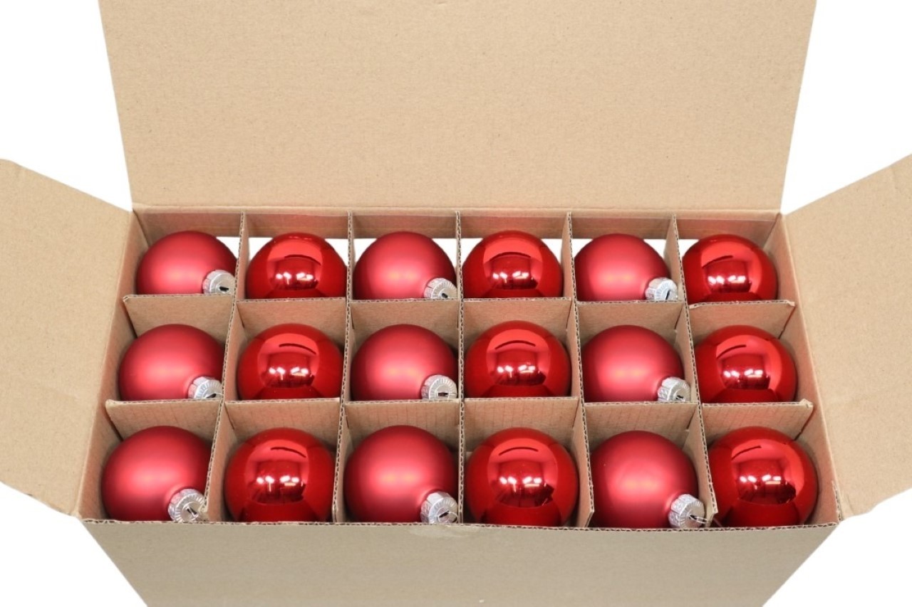 Glaskugel 30 mm 24 Stück rot