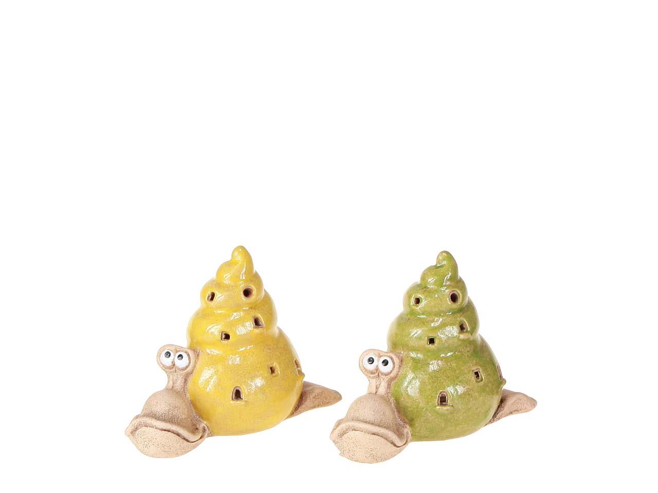 Schnecke Keramik grün-gelb D6x8,4cm