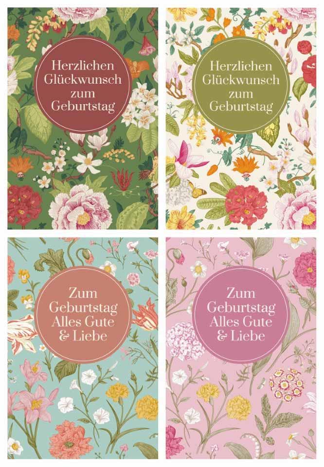 Umschlagkarten 11,5x17 cm Zum Geburtstag 4x10 Stück