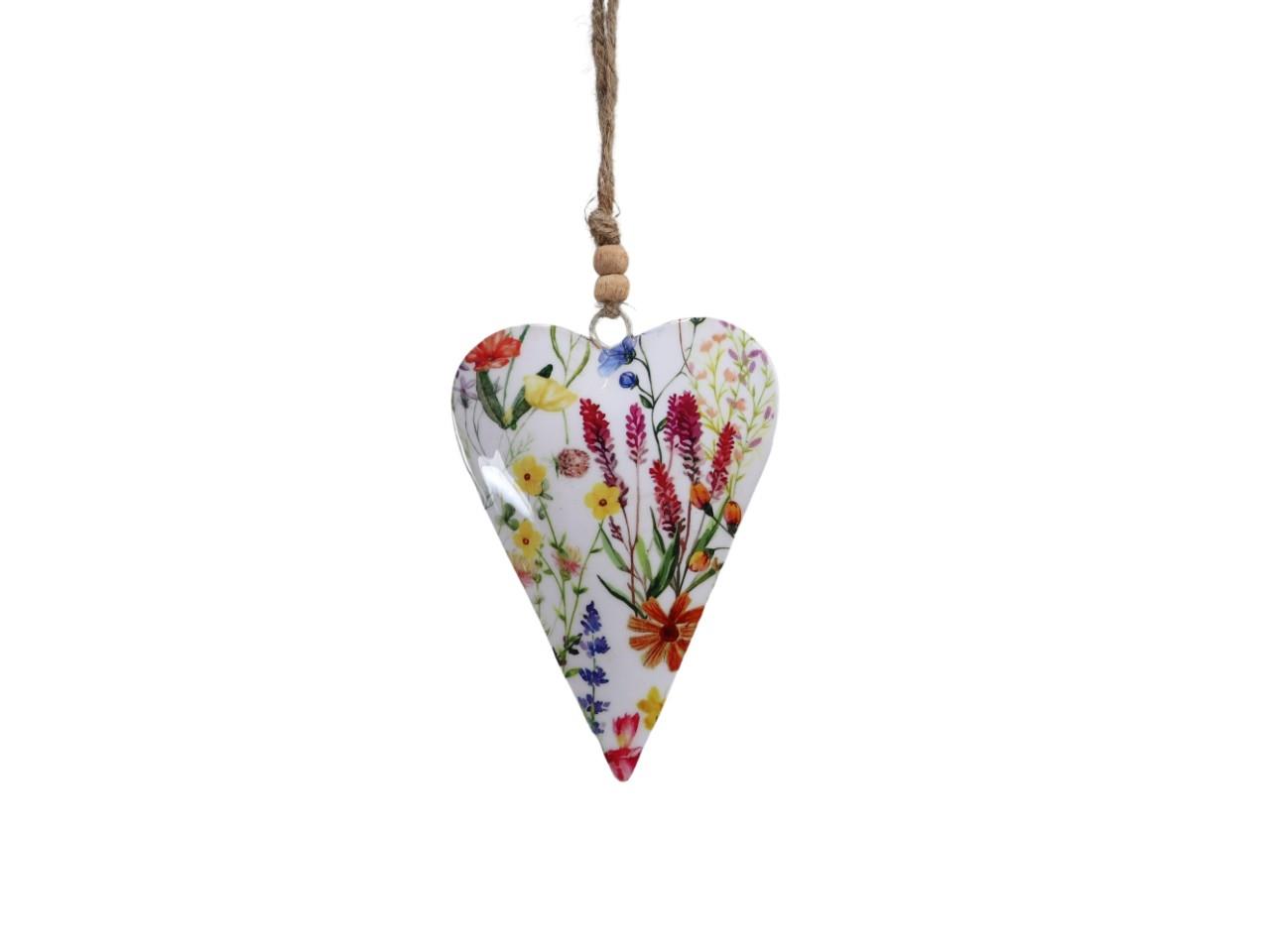 Herz hängend Blumenmotive Metall 13x9cm