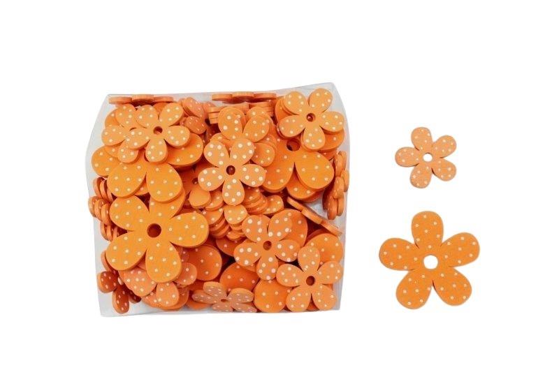 Streuer Blüte Pünktchen Holz orange 4+5cm
