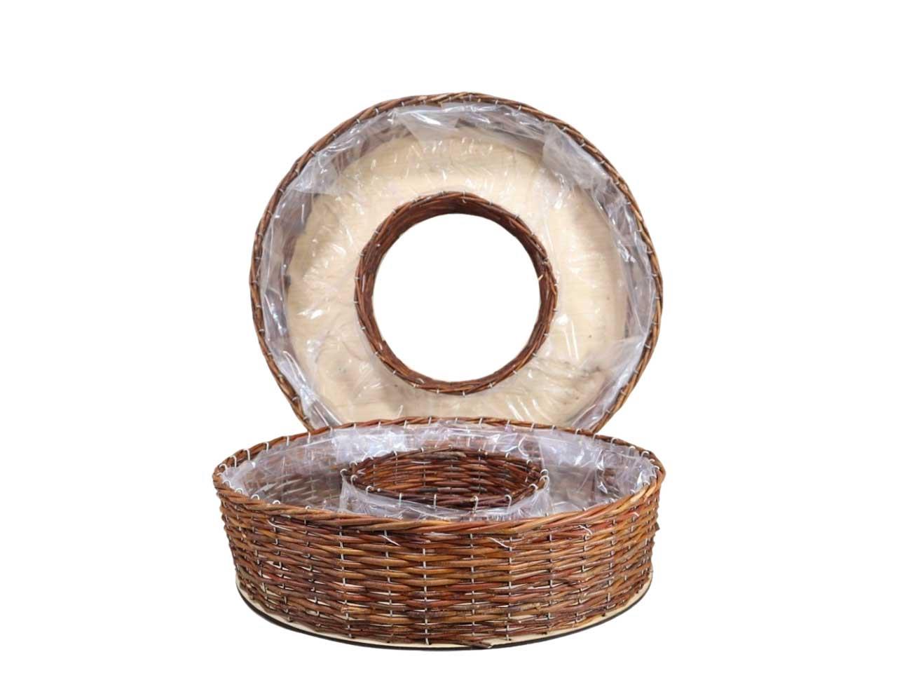 Pflanzring Weide m. Holzboden Set/2 natur D50/40cm