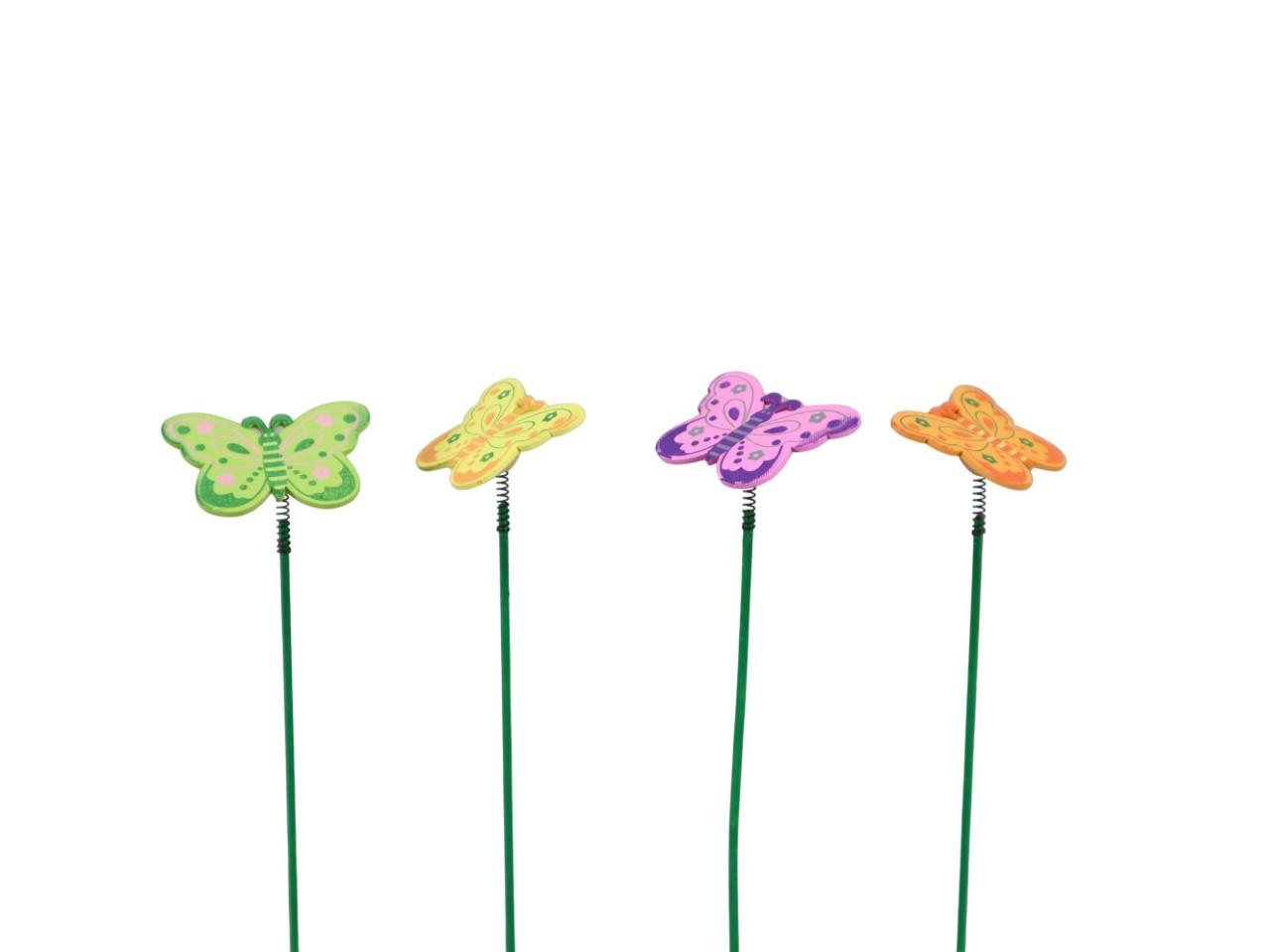 Stecker Schmetterling Holz farb. sort. D4,5cm L22cm