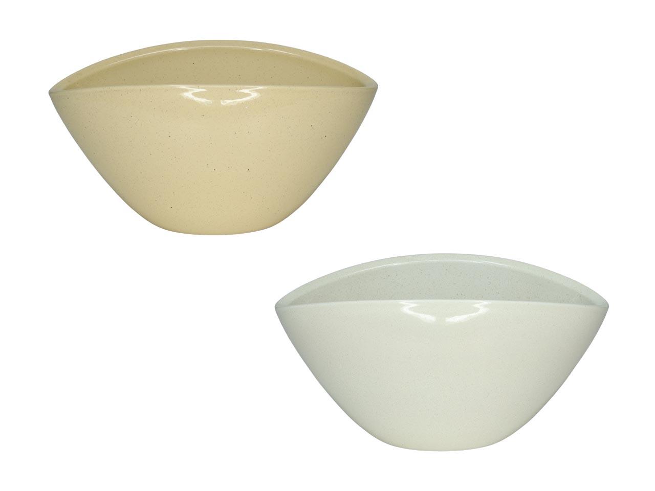 Keramiksteckschale oval creme-beige lasur L15cm