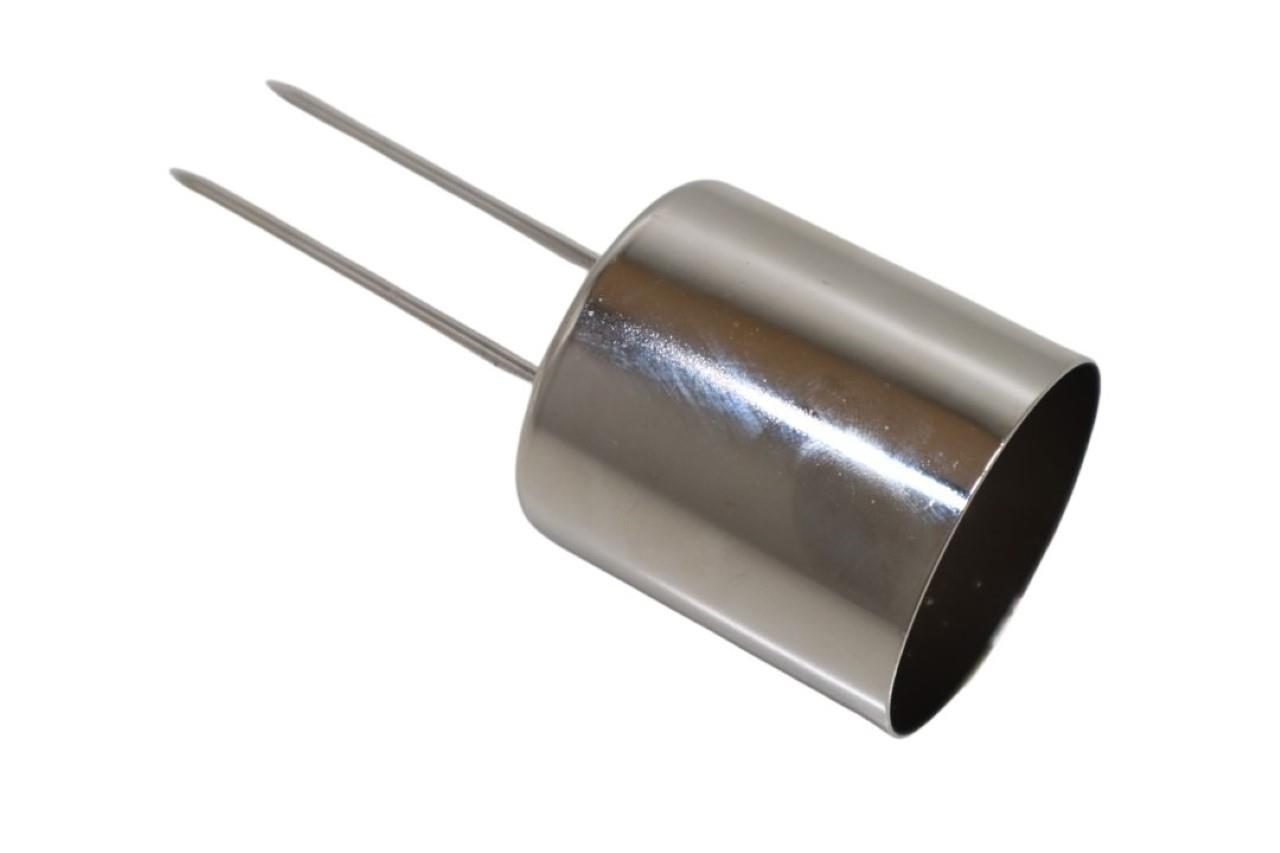 Stabkerzenhalter mit Doppelpin Metall silber D5,2x5,5cm