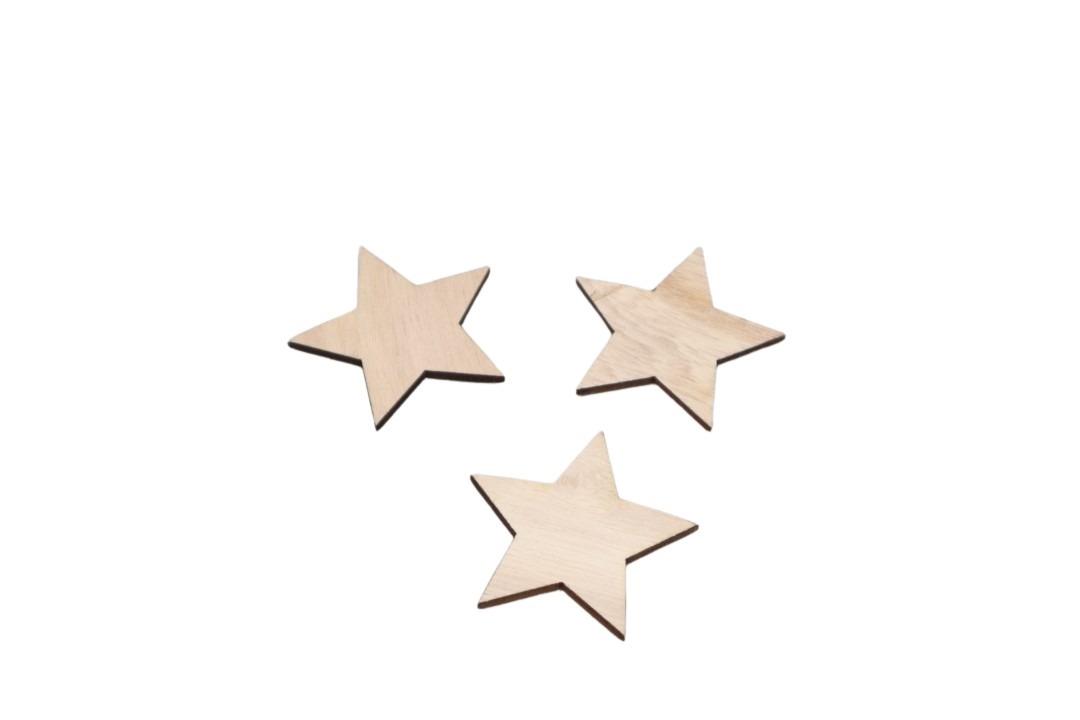 Streuer Sterne Holz natur D4,5cm