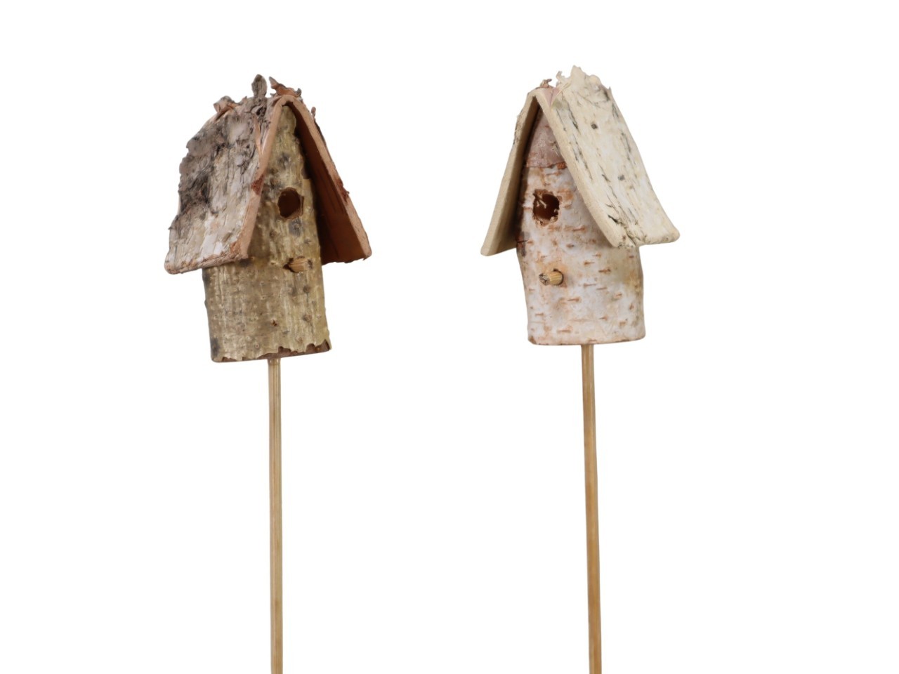Stecker Haus Holz m. Birke natur/braun 7x5 cm mit 30 cm Pin