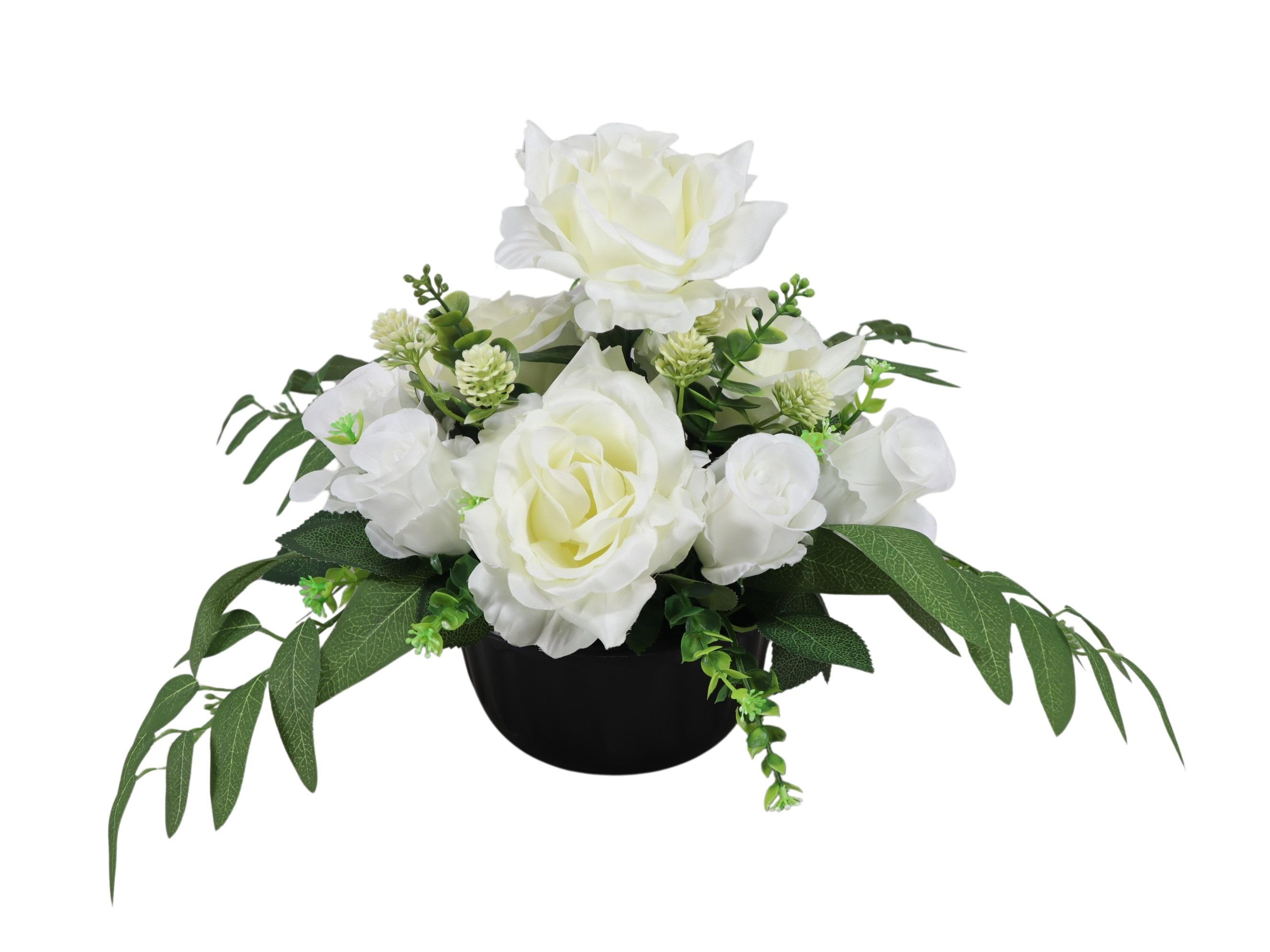 Rose 10Blüten weiß in schwerer Schale 1,5kg NETTO