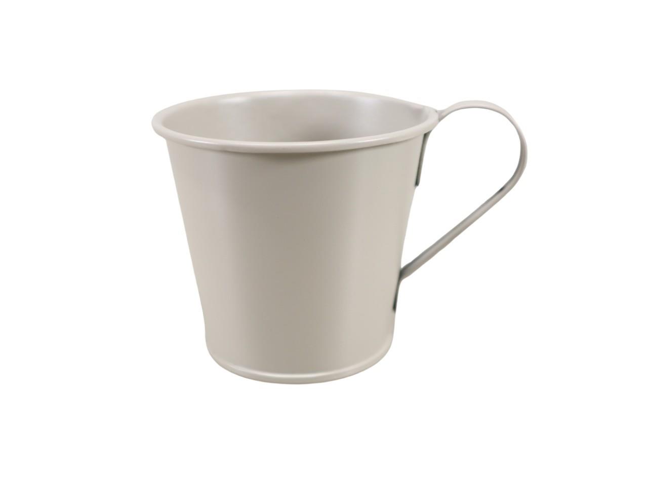 Tasse m. Stabkerzenhalter Metall creme D8cm