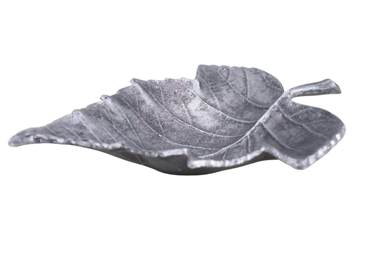 Schale Blattform Aluminium antik-silber D26x33cm