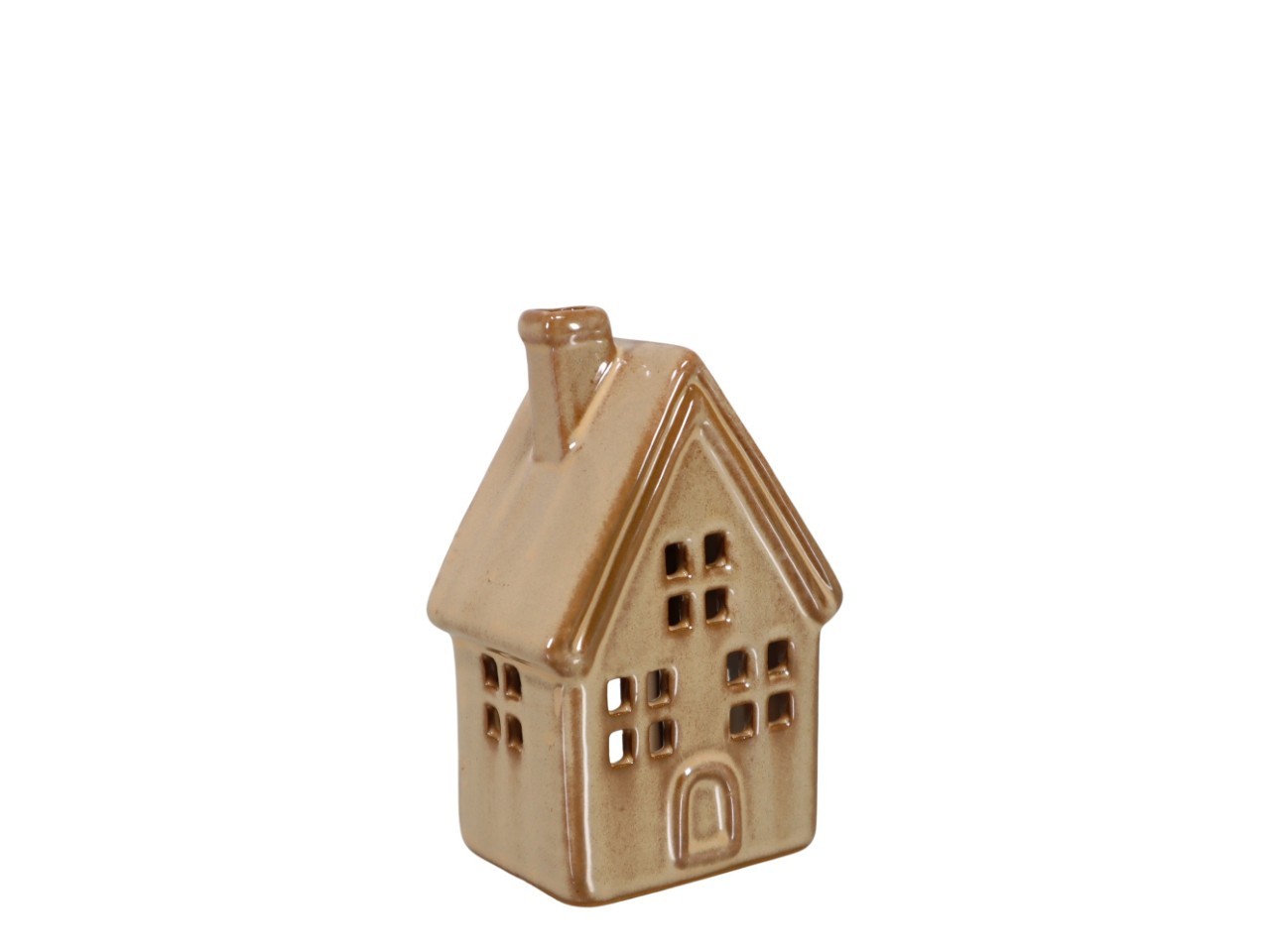 Haus Keramik beige H12,5cm
