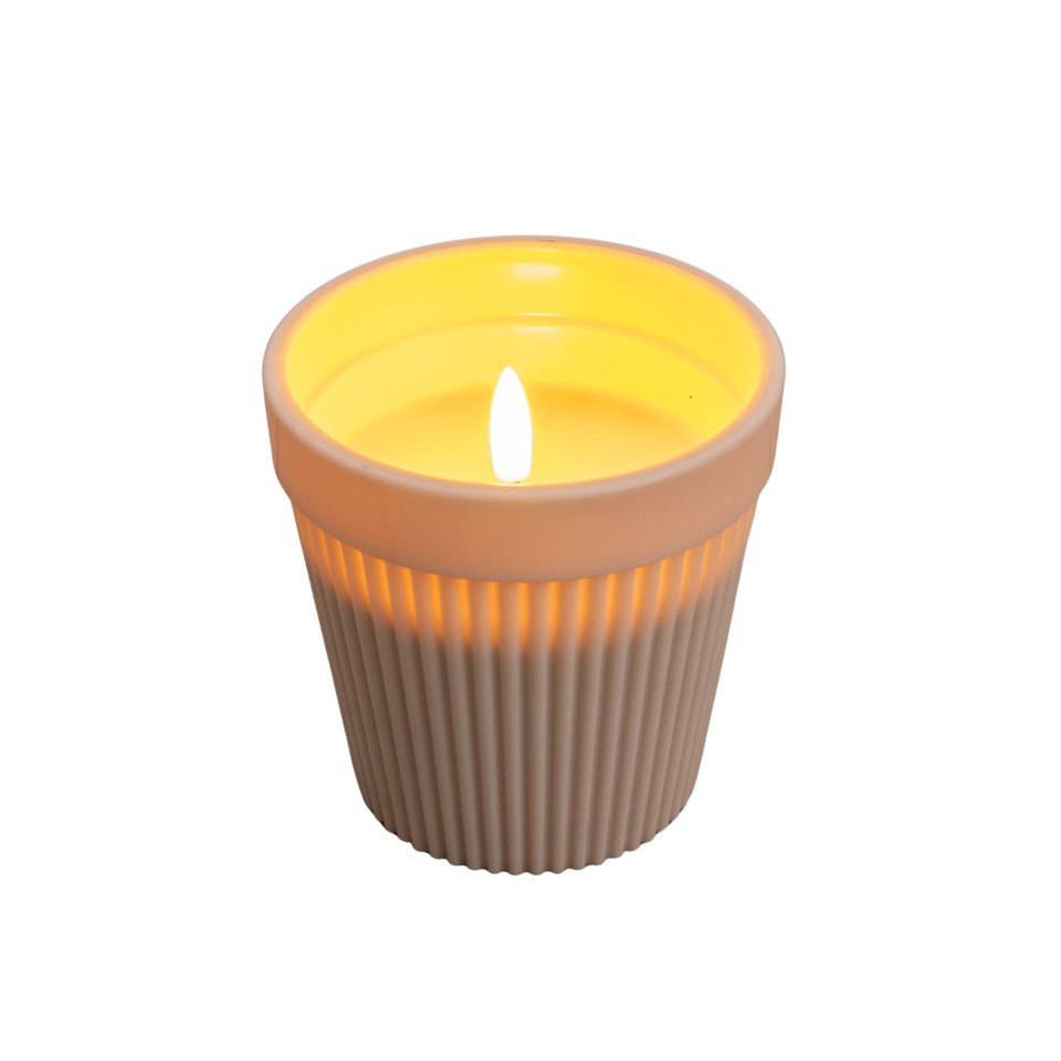 Kerze im Topf m. 3D-Docht -Marion- LED 11x11 cm sand