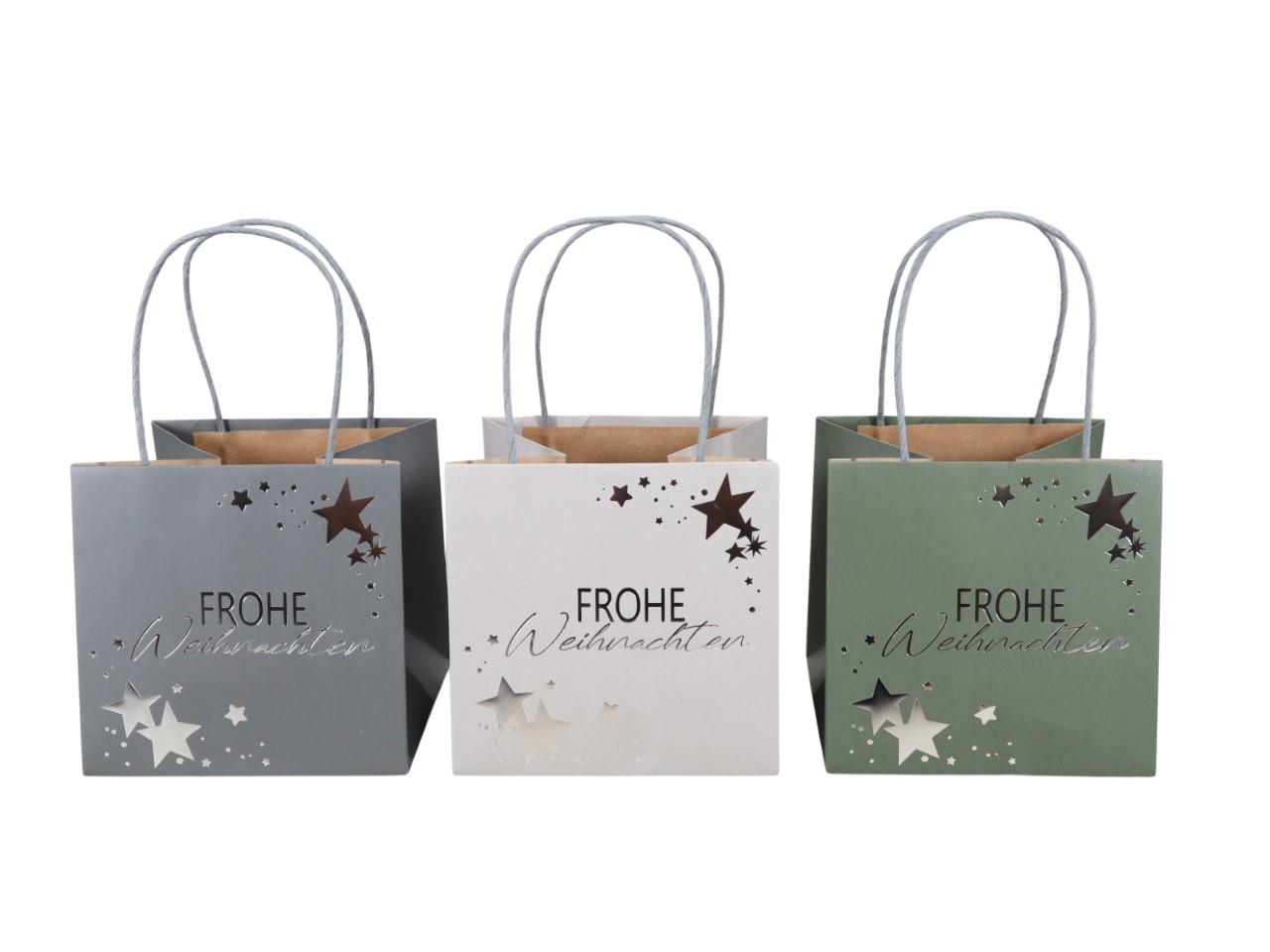 Pflanztasche FROHE Weihnachten Papier farbmix D14cm