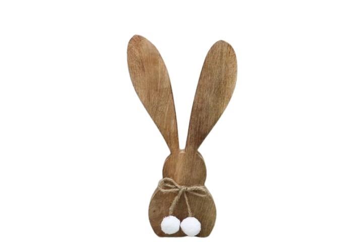 Hase Langohr m. Puschel Holz H30x16cm NETTO