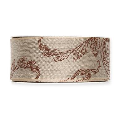 Leinen-Druckband Farn 40 mm 12 Meter brown 96