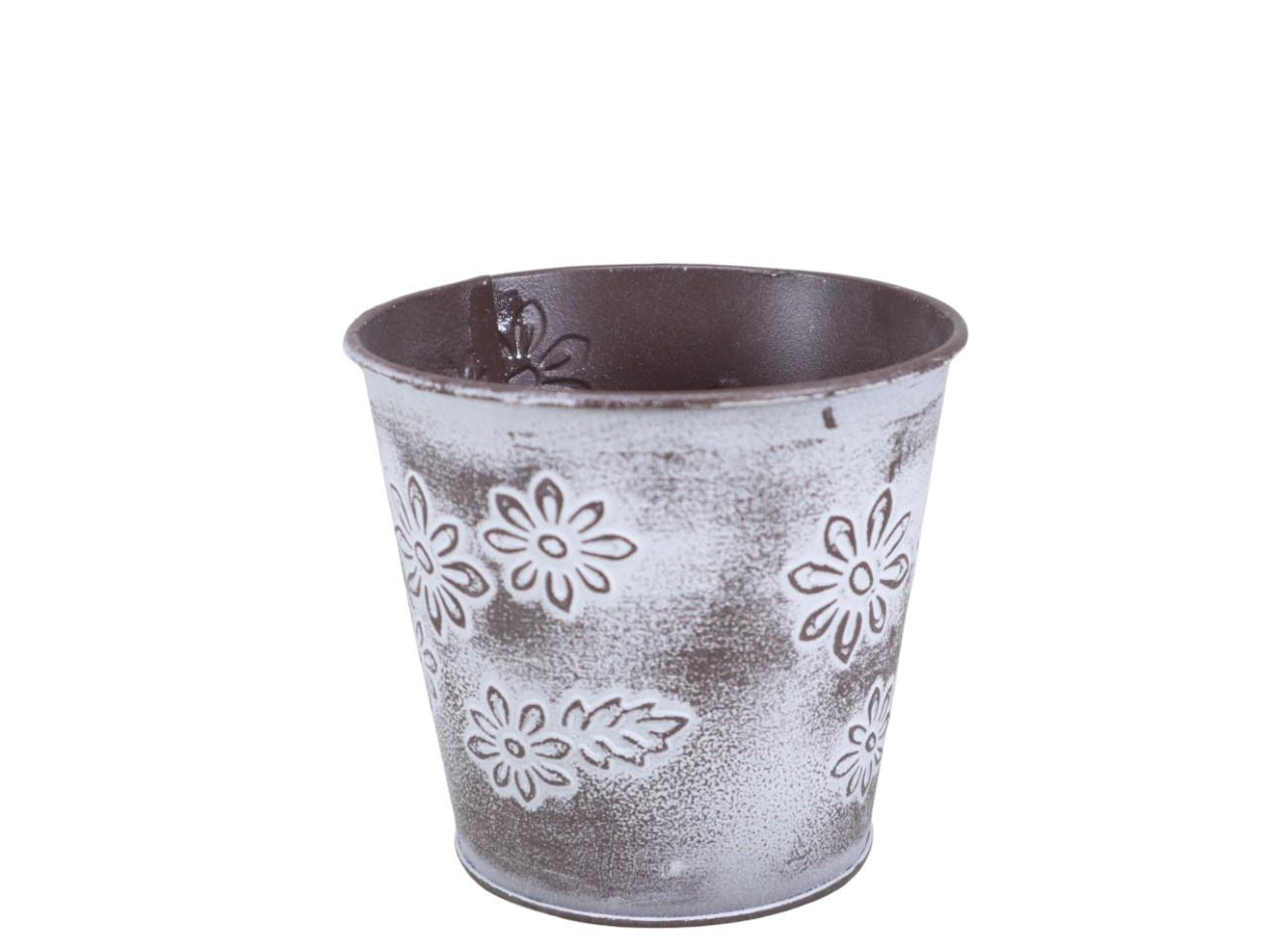 Übertopf Flower Metall D 12 cm naturwashed
