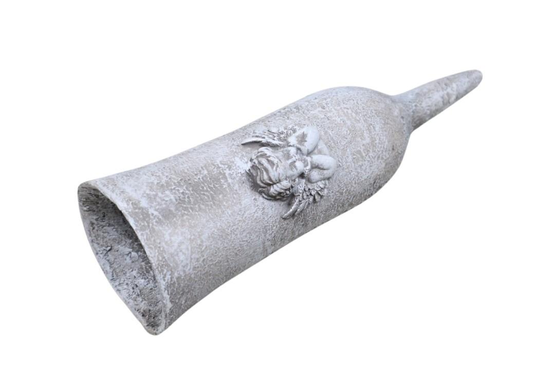 Grabvase m. Engeldekor grau Polyresin H29cm