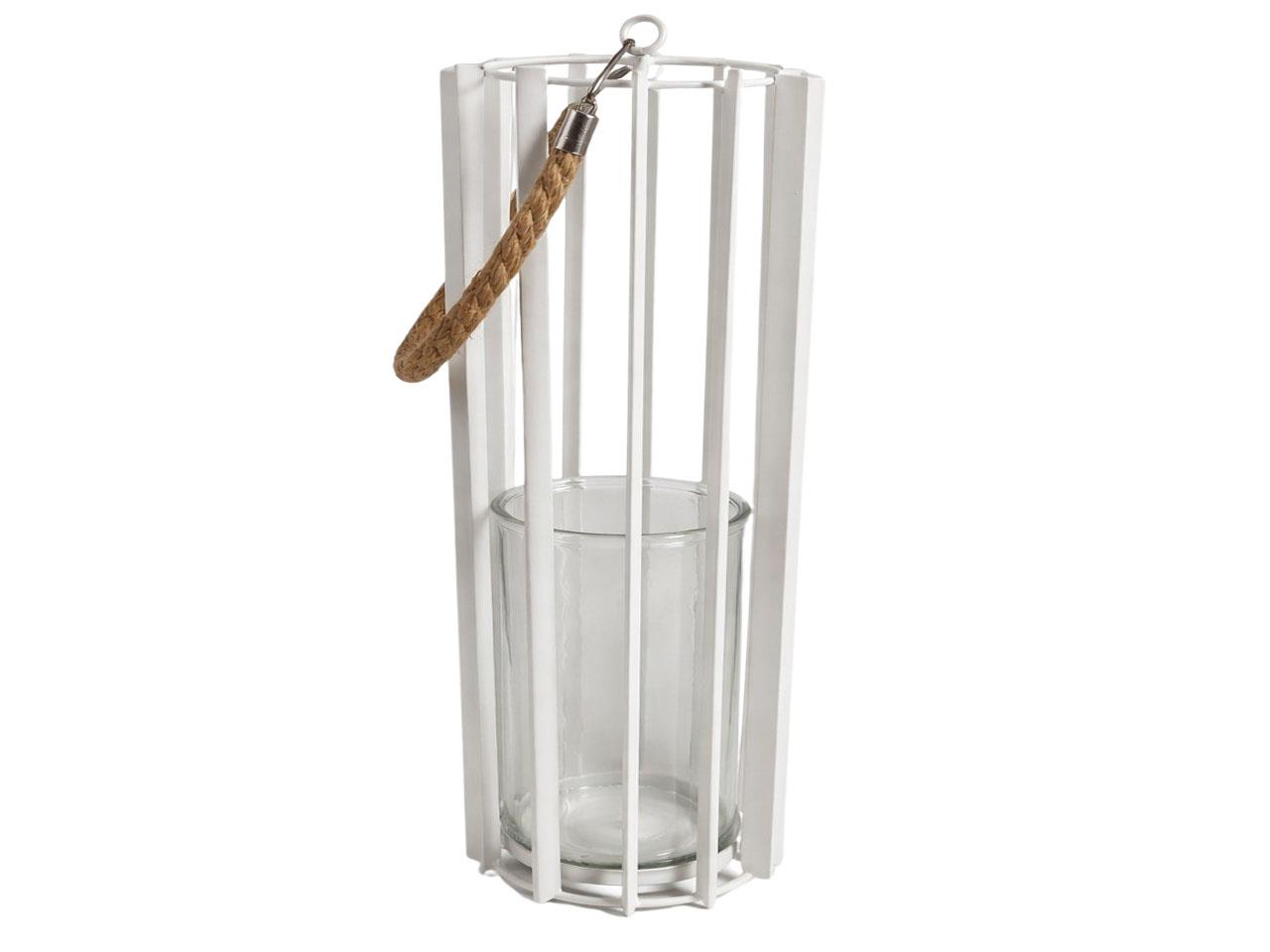 Windlicht m. Glaseinsatz Metall creme H38xD15cm