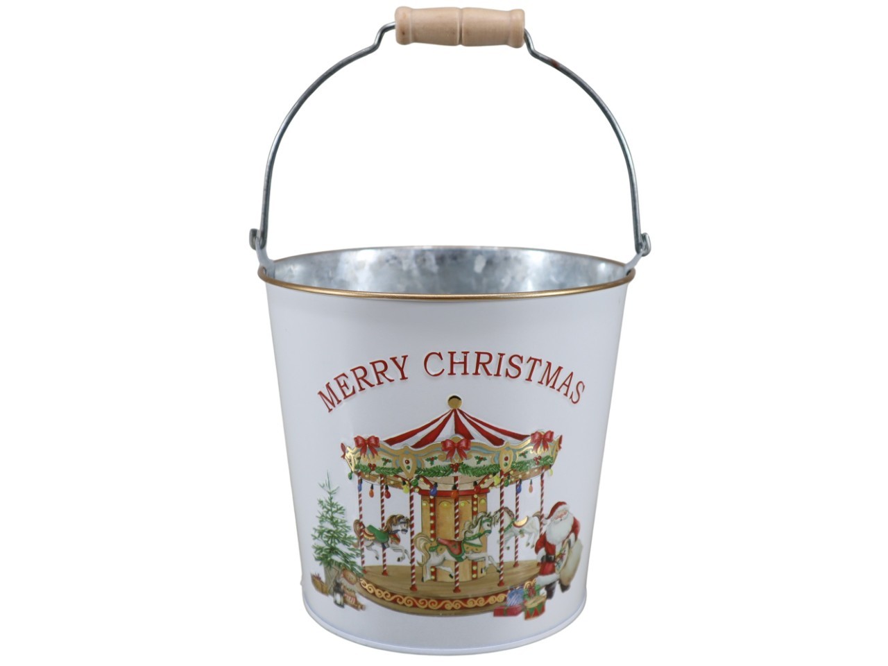 Übertopf m. Dekor "Merry Christmas" Metall D14,5cm