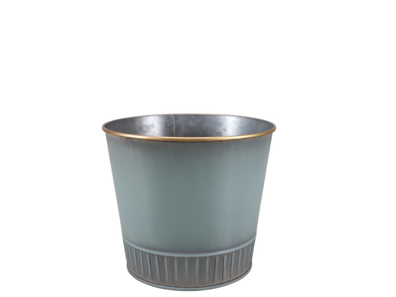 Übertopf grün-mint m. Goldrand Metall D15,5cm