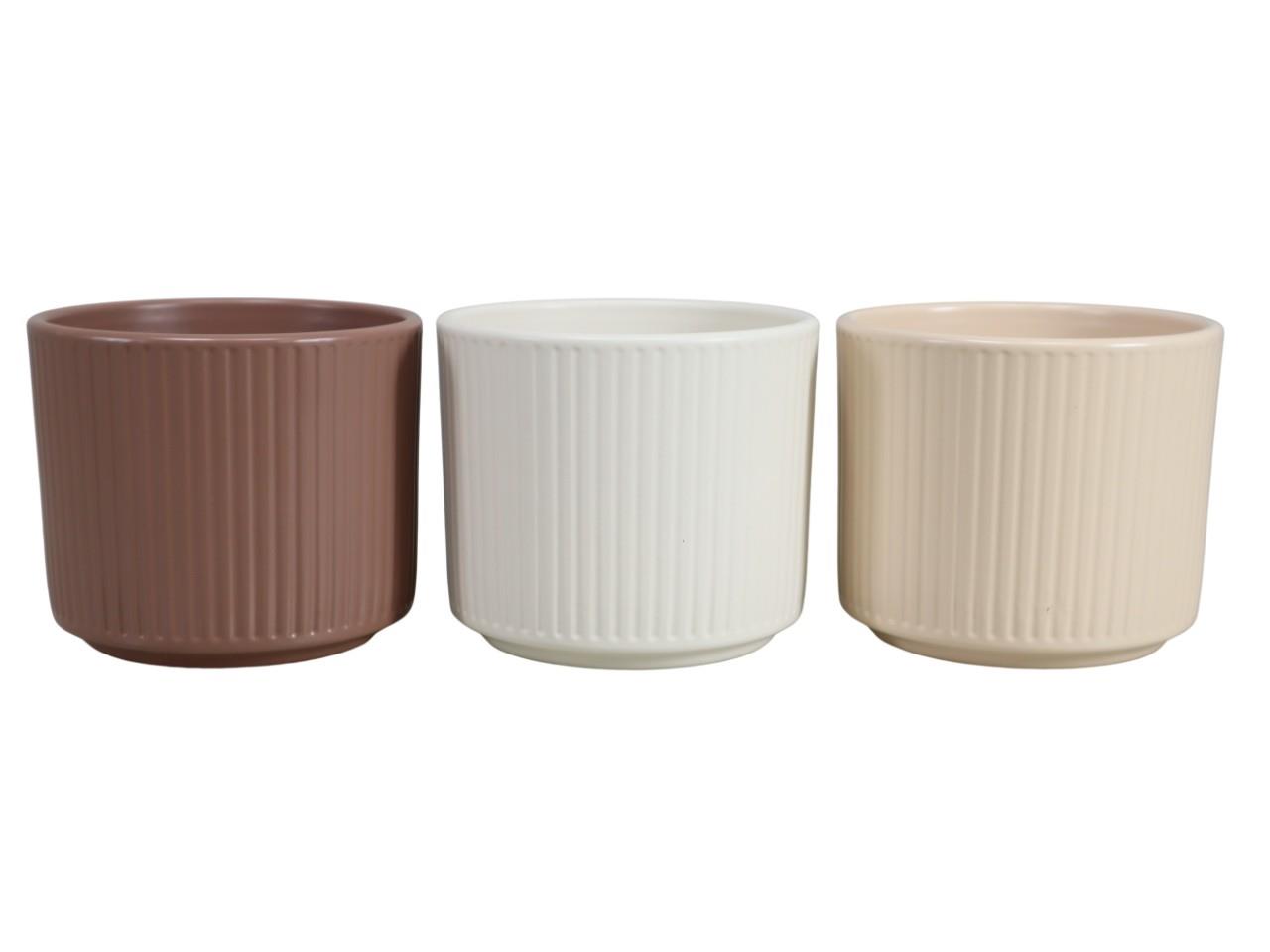 Keramikübertopf Stripes mocca mousse mix D16cm