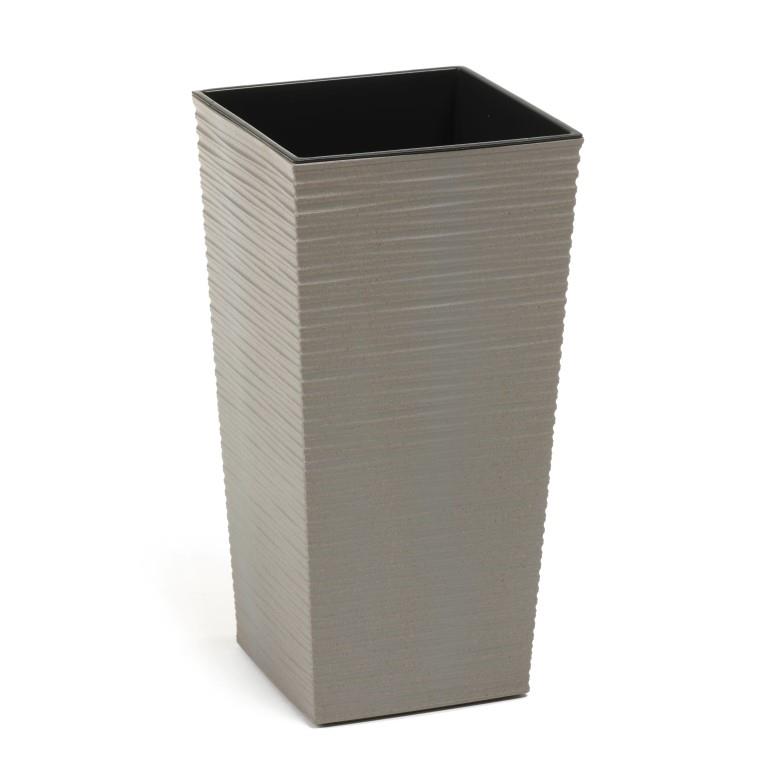 Eco Vase Plastik H36/D19cm eckig taupe m.Einsatz 830-27