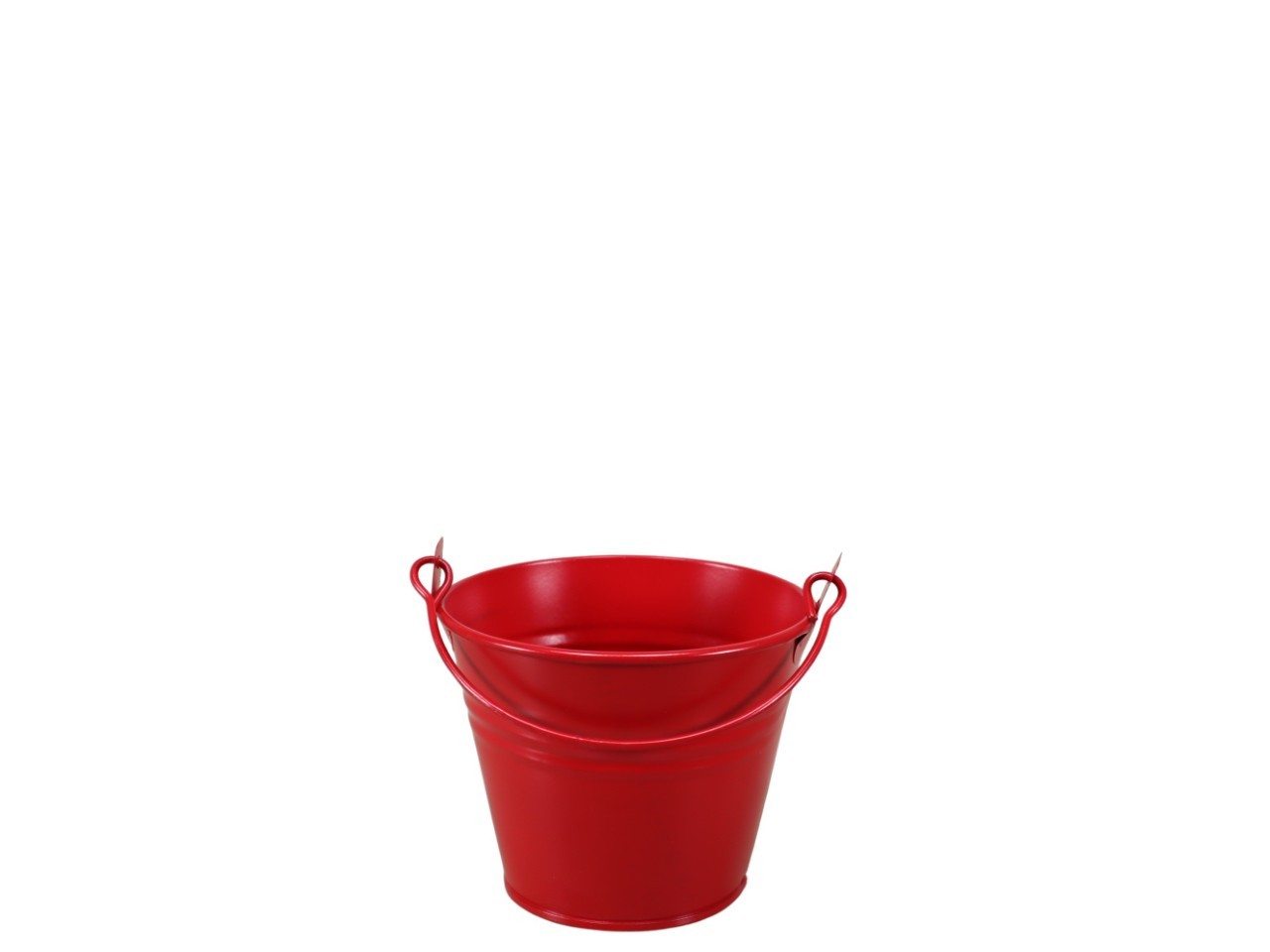 Übertopf mit Henkel Metall rot D10cm