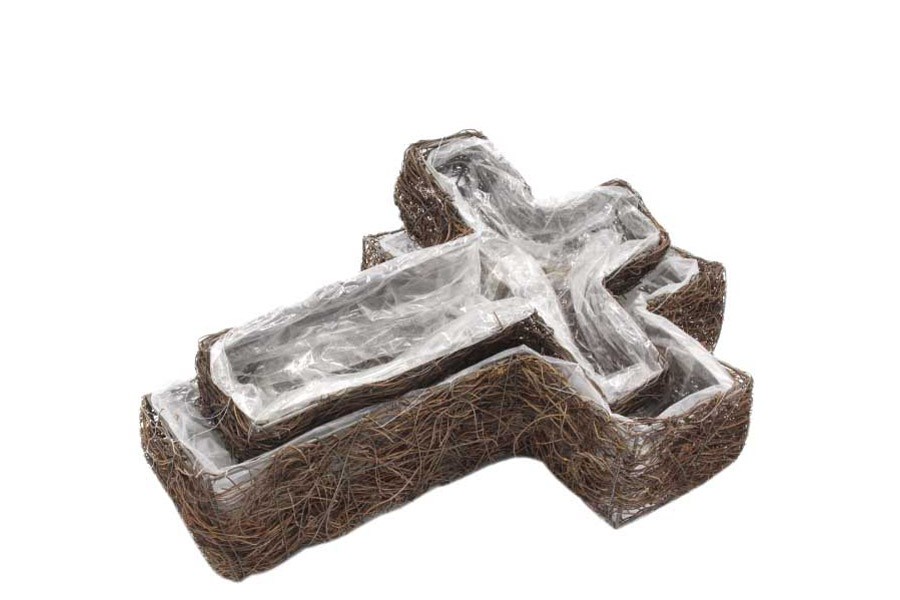 Pflanzkreuz Set/2 Rebe natur L43x32cm